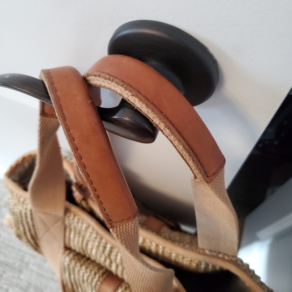 Vintage Fossil straw/wicker leather tote - Picture 6 of 13